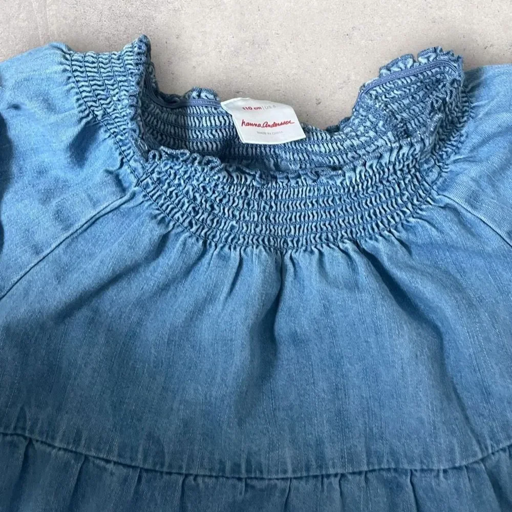 Hanna Andersson Light Blue Chambray Swing Shirt, Size 5 - Picture 6 of 11